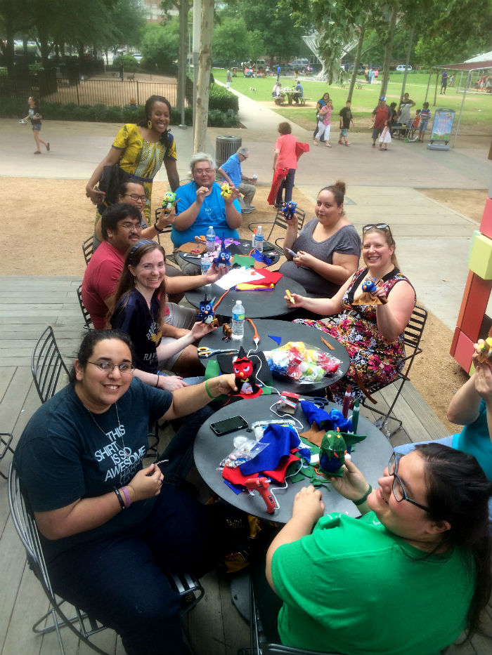 The entire owl decorating group, Houston Harry Potter Meetup